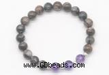 CGB8222 8mm grey opal & amethyst beaded stretchy bracelets