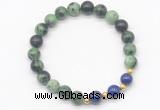 CGB8223 8mm ruby zoisite & lapis lazuli beaded stretchy bracelets