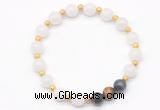 CGB8225 8mm white jade & colorfull tiger eye beaded stretchy bracelets