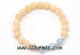 CGB8227 8mm honey jade & aquamarine beaded stretchy bracelets