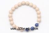 CGB8233 8mm white fossil jasper & lapis lazuli beaded stretchy bracelets