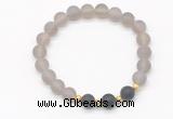 CGB8243 8mm matte grey agate & matte black agate beaded stretchy bracelets