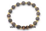 CGB8245 8mm matte bronzite & yellow tiger eye beaded stretchy bracelets