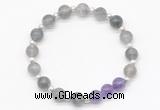 CGB8252 8mm cloudy quartz & amethyst beaded stretchy bracelets