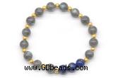 CGB8254 8mm gradr AA labradorite & lapis lazuli beaded stretchy bracelets