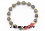 CGB8256 8mm rainbow labradorite & red agate beaded stretchy bracelets