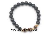 CGB8261 8mm black obsidian & grade AA yellow tiger eye beaded stretchy bracelets