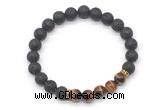 CGB8286 8mm black lava & grade AA yellow tiger eye beaded mala stretchy bracelets