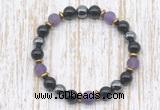 CGB8322 8mm matte amethyst, black onyx & hematite energy bracelet