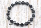 CGB8324 8mm matte black onyx, black onyx & hematite energy bracelet