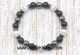 CGB8351 8mm Tibetan agate, black onyx & hematite energy bracelet