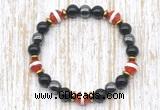 CGB8352 8mm Tibetan agate, black onyx & hematite energy bracelet