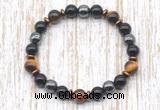 CGB8361 8mm yellow tiger eye, black onyx & hematite energy bracelet