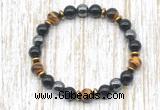 CGB8362 8mm grade AA yellow tiger eye, black onyx & hematite energy bracelet