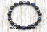 CGB8366 8mm blue tiger eye, black onyx & hematite energy bracelet