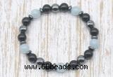 CGB8395 8mm grade A aquamarine, black onyx & hematite energy bracelet