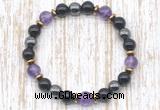 CGB8407 8mm amethyst, black onyx & hematite energy bracelet