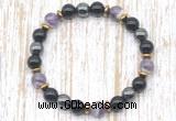 CGB8408 8mm dogtooth amethyst, black onyx & hematite energy bracelet