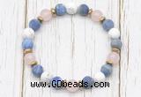 CGB8432 8mm matte lapis lazuli, white howlite, rose quartz & hematite power beads bracelet