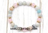 CGB8453 8mm amazonite, rose quartz & hematite power beads bracelet