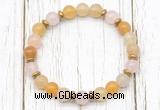 CGB8456 8mm yellow aventurine, rose quartz & hematite power beads bracelet