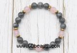 CGB8466 8mm black labradorite, rose quartz & hematite power beads bracelet