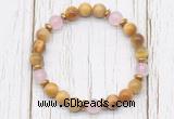 CGB8468 8mm golden tiger eye, rose quartz & hematite power beads bracelet