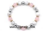 CGB8487 8mm rose quartz, white howlite & hematite energy bracelet