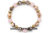 CGB8495 8mm rose quartz, zebra jasper & hematite energy bracelet