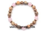 CGB8500 8mm rose quartz, picture jasper & hematite energy bracelet