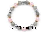 CGB8519 8mm rose quartz, labradorite & hematite energy bracelet