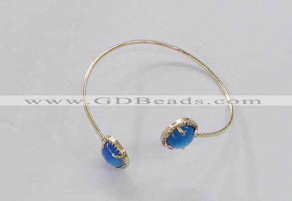 CGB852 10mm flat round agate gemstone bangles wholesale