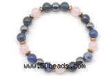 CGB8523 8mm rose quartz, sodalite & hematite energy bracelet