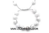 CGB8550 12mm round white howlite adjustable macrame bracelets