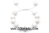 CGB8551 12mm round white howlite adjustable macrame bracelets