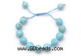 CGB8552 12mm round blue howlite adjustable macrame bracelets