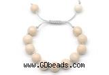 CGB8570 12mm round white fossil jasper adjustable macrame bracelets