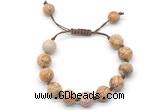 CGB8577 12mm round picture jasper adjustable macrame bracelets