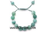 CGB8596 12mm round green banded agate adjustable macrame bracelets