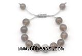 CGB8600 12mm round grey agate adjustable macrame bracelets