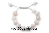 CGB8602 12mm round white crazy lace agate adjustable macrame bracelets