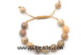 CGB8603 12mm round yellow crazy lace agate adjustable macrame bracelets