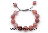 CGB8612 12mm round fire agate adjustable macrame bracelets