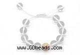 CGB8616 12mm round white crystal adjustable macrame bracelets