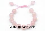 CGB8617 12mm round rose quartz adjustable macrame bracelets