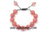 CGB8623 12mm round cherry quartz adjustable macrame bracelets