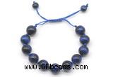 CGB8637 12mm round blue tiger eye adjustable macrame bracelets