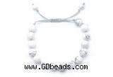 CGB8650 8mm,10mm round white howlite adjustable macrame bracelets