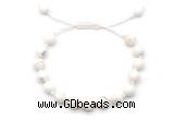 CGB8651 8mm,10mm round white howlite adjustable macrame bracelets