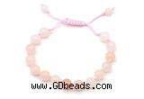 CGB8655 8mm,10mm round pink aventurine adjustable macrame bracelets